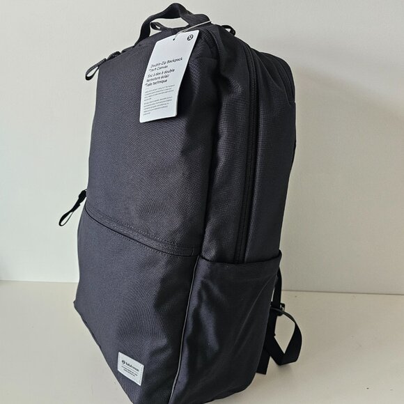 NWT LULULEMON Black Double Zip Tech Canvas Backpack OS - Picture 3 of 13